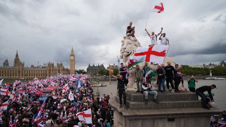 Tens of thousands join far-right rally in London where Charlie Kirk is being mourned