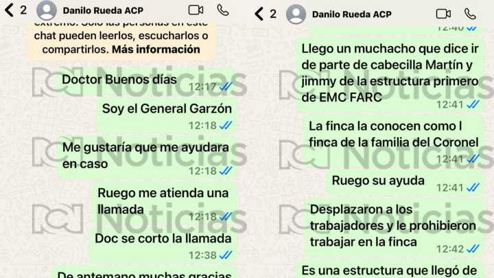 Los chats entre general retirado por presidente Petro y excomisionado de Paz, Danilo Rueda