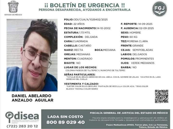 Ayúdanos a encontrar al joven Daniel Abelardo; salió de casa y ya no regresó