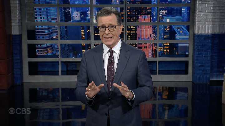 Stephen Colbert reacts to Trumps creepy alleged birthday drawing for Epstein