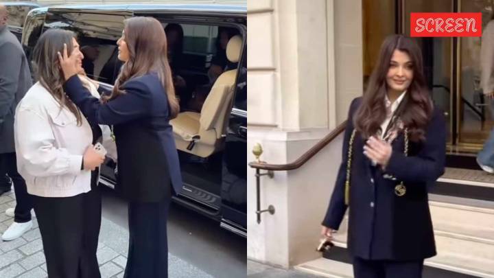 Aishwarya Rai wipes tears off fan’s face as she arrives for Paris Fashion Week; Aaradhya Bachchan avoids cameras. Watch