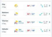 Día con nubes y claros, temperatura hasta 34°C en Juárez