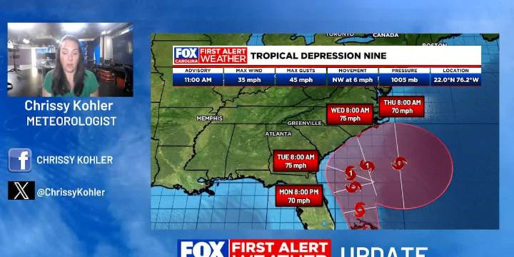 Latest model and possible track for Tropical Depression 9