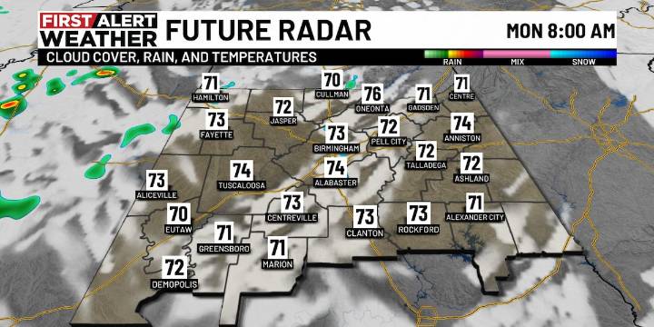 First Alert Weather: Isolated showers tonight in west Alabama