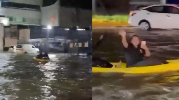 Jóvenes Sacan Kayak y Recorren Zona Inundada de López Mateos
