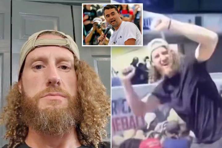 Mystery bearded man who appeared to cheer shooting of Charlie Kirk claims he chanted 'USA' to create 'distraction'
