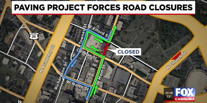 Paving project forces road closures in Greenville