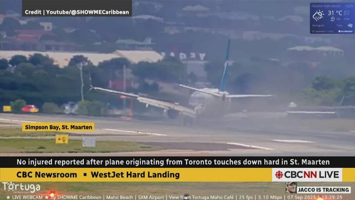 WestJet flight from Toronto touches down hard in St. Maarten