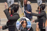 Cardi B throws pen at a ‘disrespectful’ man outside of the courthouse during assault trial