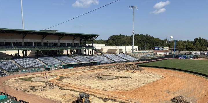 Infield at Trustmark Park being turfed to make venue more multi
