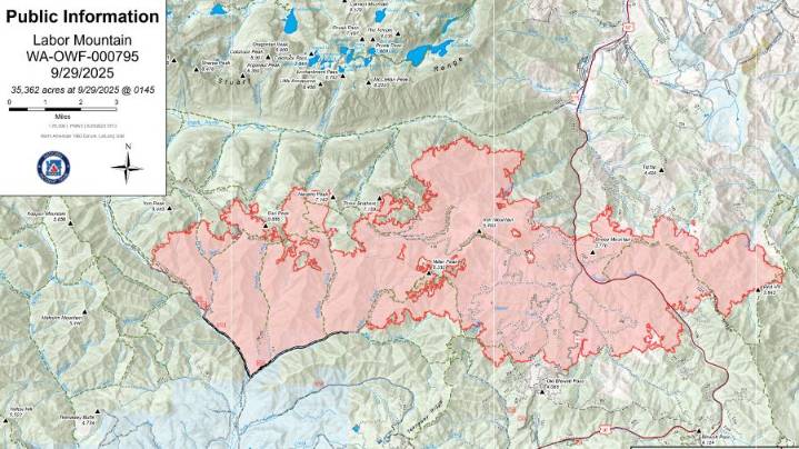 Labor Mountain fire near Cle Elum grows to 38K acres