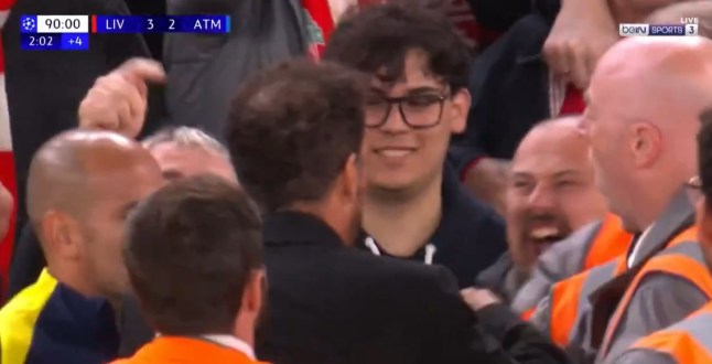 Diego Simeone clashes with Liverpool fan during Champions League defeat