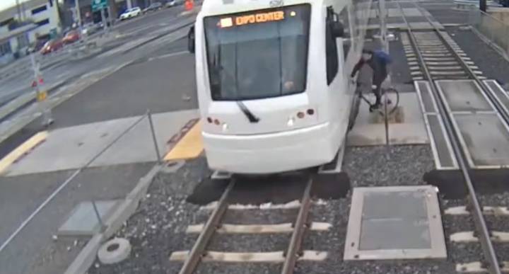 TriMet video shows close calls with MAX trains