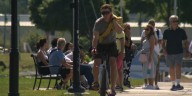 People in Burlington soak in the sun on this Labor Day