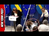 Shocking Moment Swedish Health Minister Passes out Mid-Presser, Hits Head on Podium