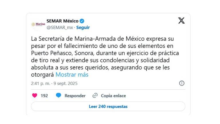 Muere capitán de SEMAR en práctica de tiro; fue relevado por contralmirante asesinado