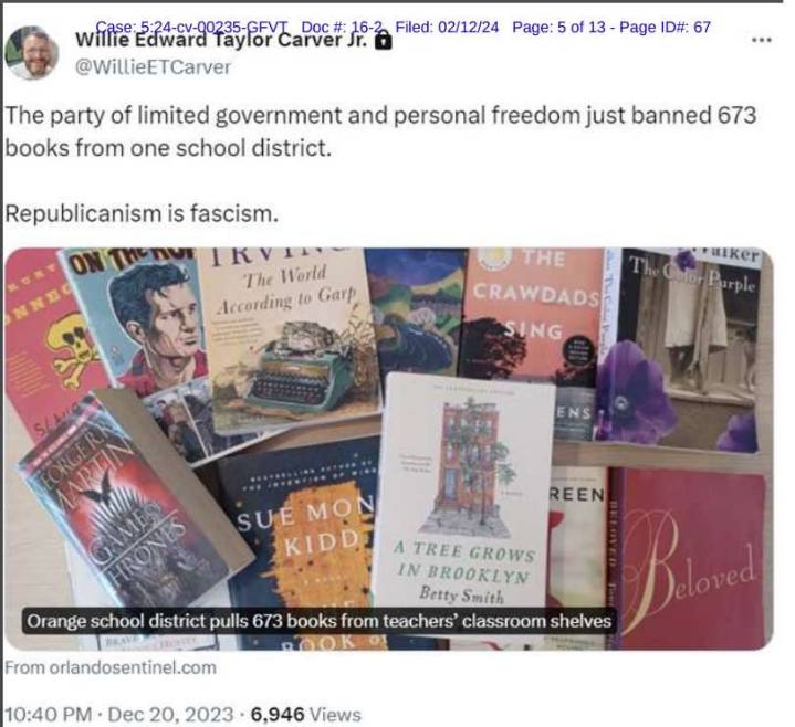"Secret Lesbian Sex Threesomes" Libel Lawsuit Against Kentucky 2022 Teacher of the Year Can Go Forward