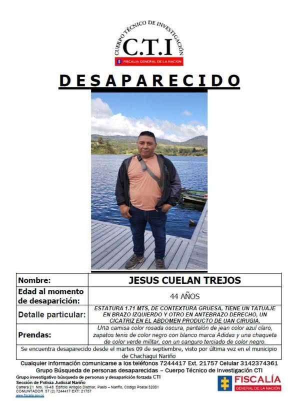 INCERTIDUMBRE EN CHACHAGUI POR MISTERIOSA DESAPARICIÓN DE UN HOMBRE