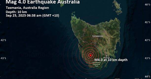4.0 magnitude earthquake hits near Hobart