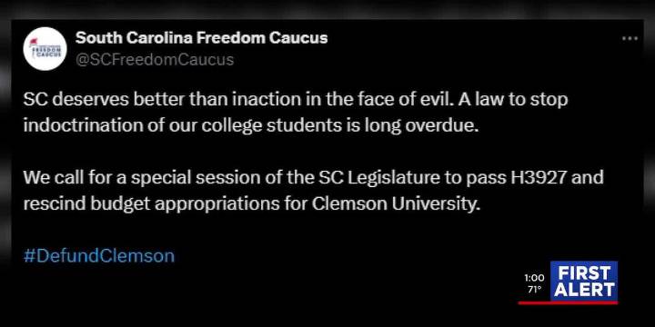 Politicians, organizations respond to Clemson's statement regarding professor's alleged comments