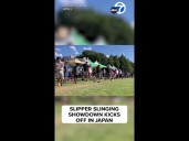 Slipper kicking contest sends shoes flying