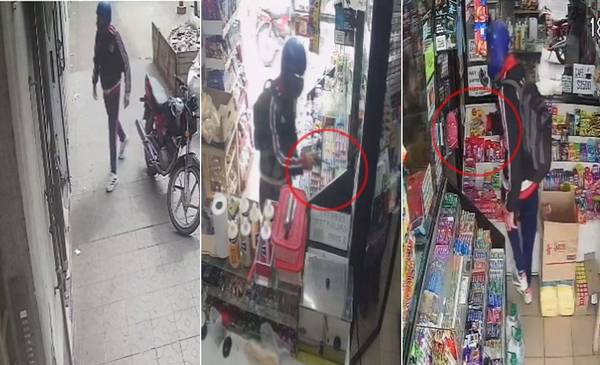 VIDEO. Violento asalto de motochorro en La Plata: le apuntó y empujó a una empleada en un comercio