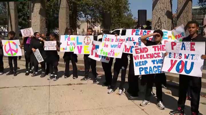 Philadelphia students and police held a peace rally in Fairhill.