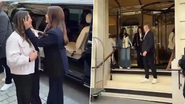 Bollywood Paris Fashion Week 2025: Stylish Aishwarya Rai Bachchan Poses With Fans Ahead of L’Oreal Fashion Show, Daughter Aaradhya Bachchan in Tow (Watch Videos)