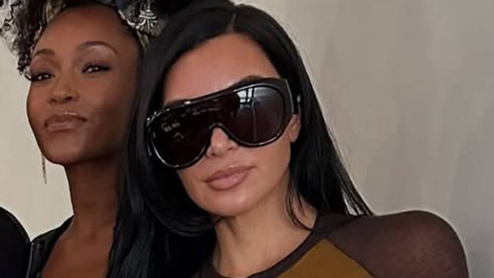 Kim Kardashian called out for 'intense camel toe' as she goes pantless in just brown tights for friend Steph's photo