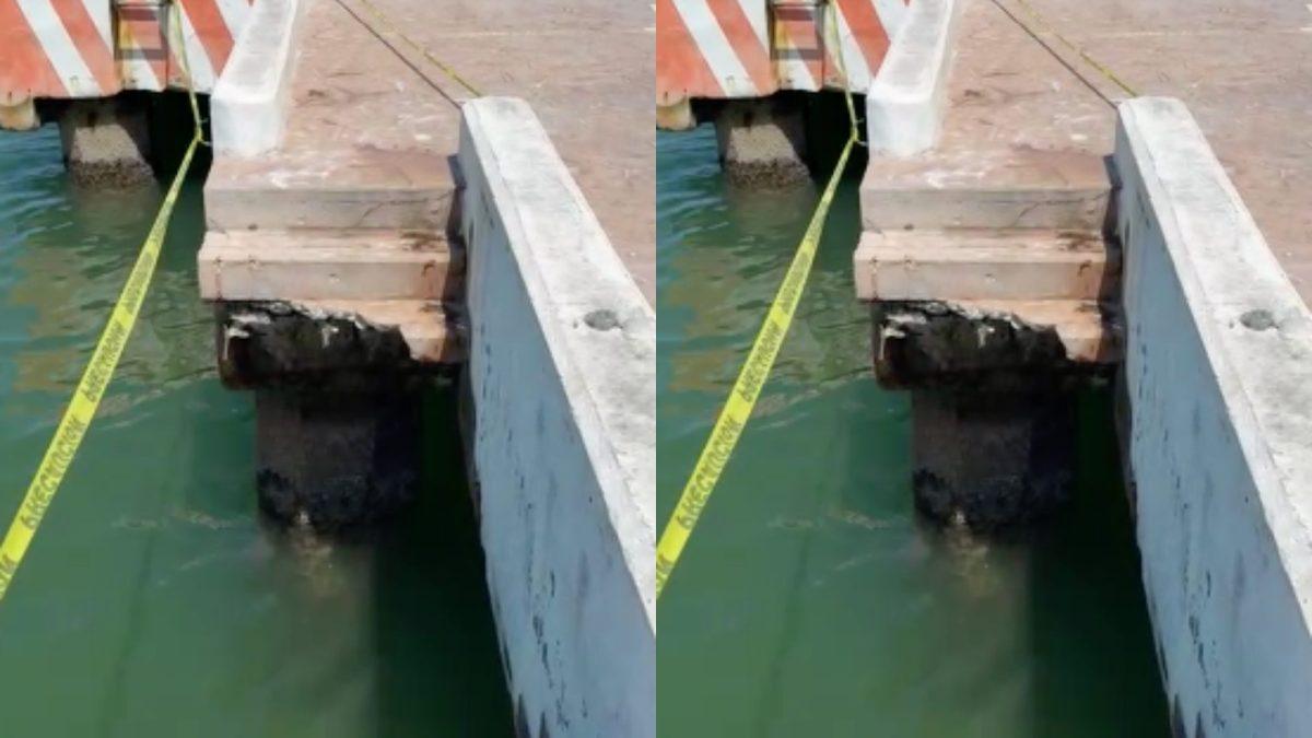 Colapsa el muelle de Chicxulub Puerto, dos jóvenes terminan lesionados