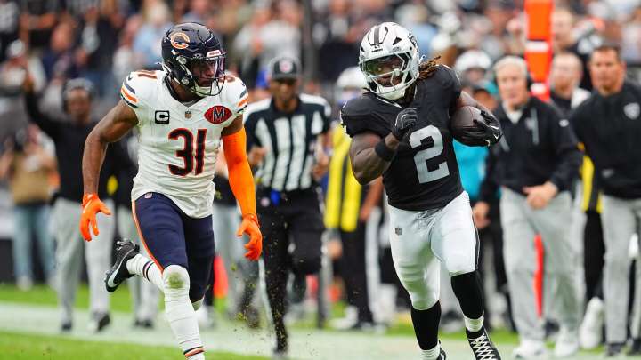 Ashton Jeanty returned to his college backfield stance in Sunday's breakout game