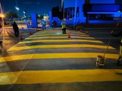 Continúan trabajos de pinta de señalización de calles