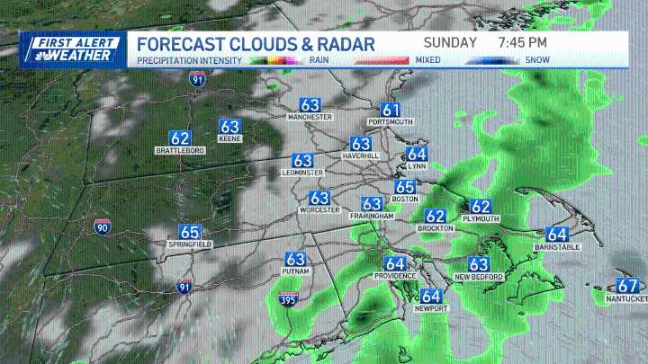 Boston weather today, showers slowly taper off