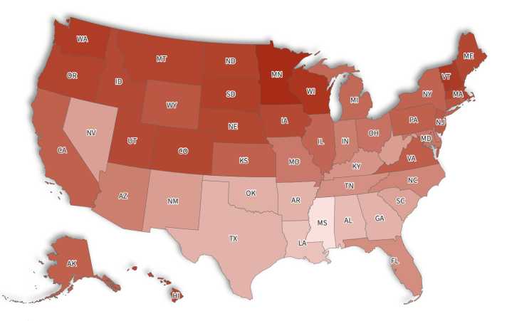Map Shows Average Credit Score In Every US State