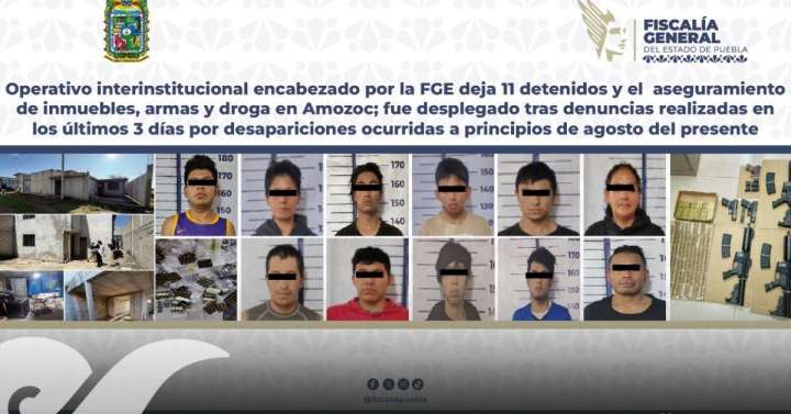 Operativo en Amozoc deja 11 detenidos, armas, drogas e inmuebles asegurados