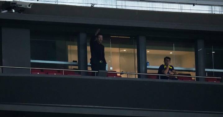Simeone watches Atletico from stands while serving suspension for Anfield altercation