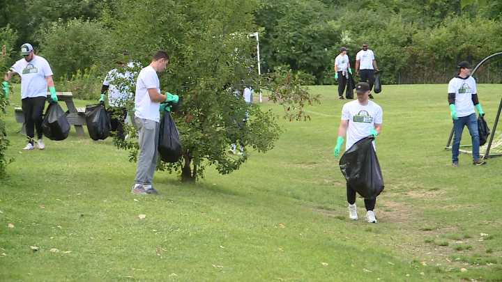 'VolunDeer Day': Bucks staff members help clean up Menomonee Valley Community Park