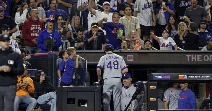 DeGrom leads Rangers over Mets 8-3 in his Citi Field return, extends New York's skid to 7 games