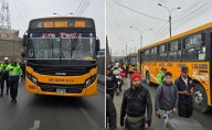 Transportistas de la Línea 41 se movilizan por la Panamericana Norte hacia el Congreso