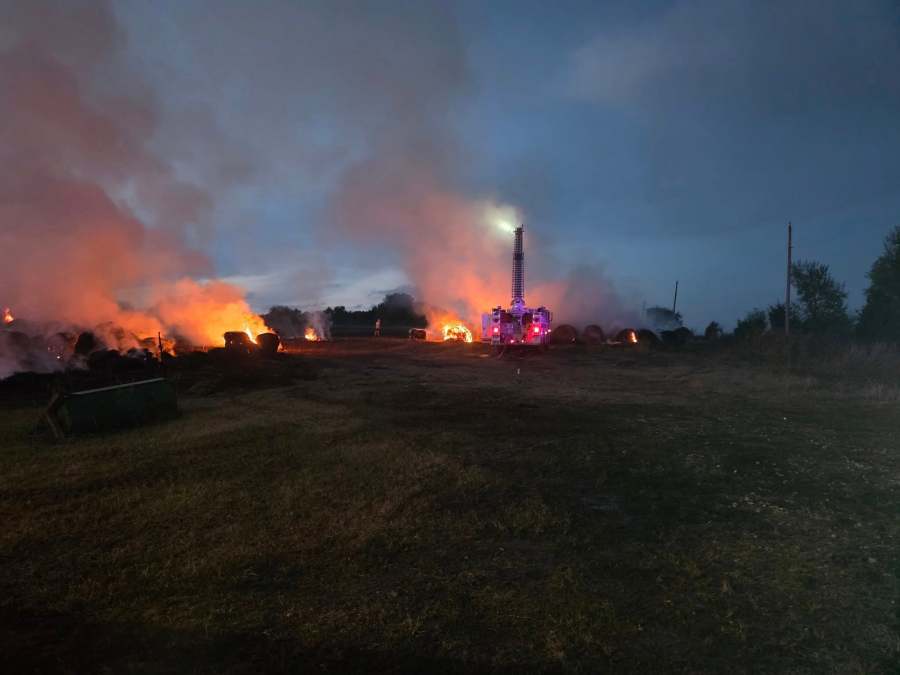 Seven-hour hay fire extinguished in Polk County
