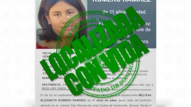 Desactivan Alerta Amber tras hallar sana y salva a Melissa