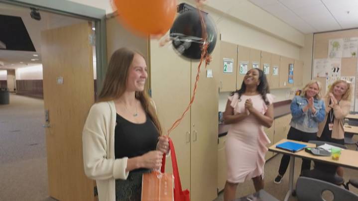 Teacher of the Week surprised at West Middle in Byron Center