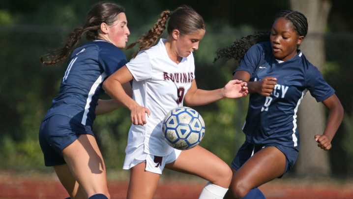 Aquinas gets shut out win over Mercy 5-0 in Section V girls soccer