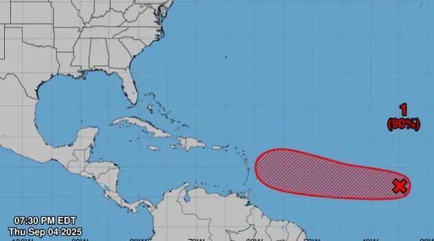 National Hurricane Center Watching System With 90% Chance Of Development