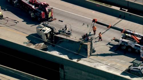Chicago traffic, today: Lanes closed after dump truck hauling gravel rollover crash on  I