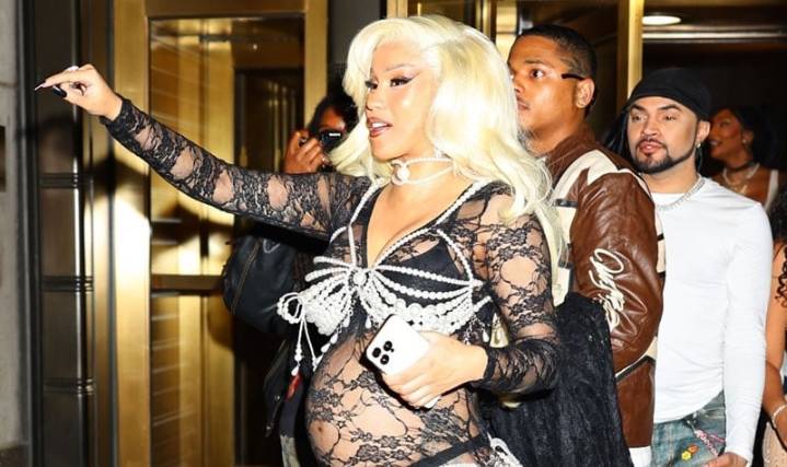 Pregnant Cardi B Wears Fully Sheer Outfit for ‘Am I the Drama?’ Album Release Party 