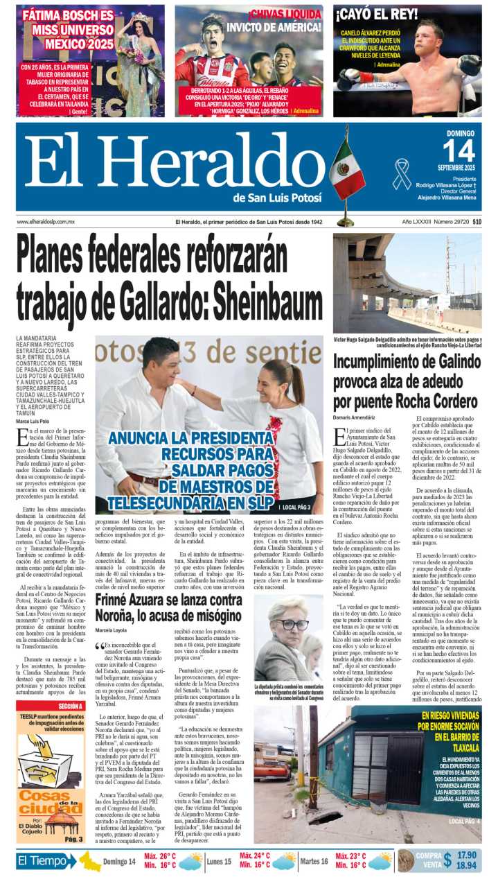 Edición impresa 14 de septiembre de 2025
