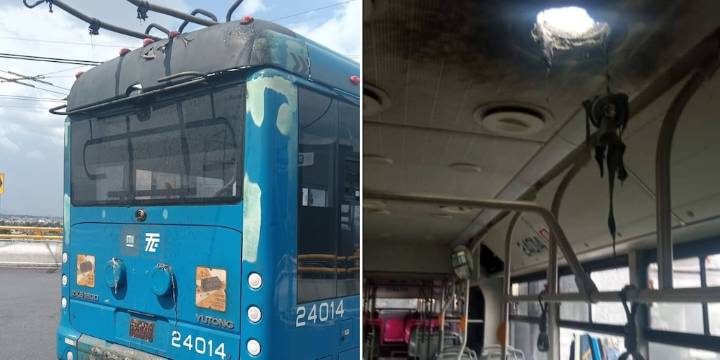 Explosión en el Puente de La Concordia: así quedó una unidad de la Línea 10 del Trolebús que fue alcanzado por el fuego