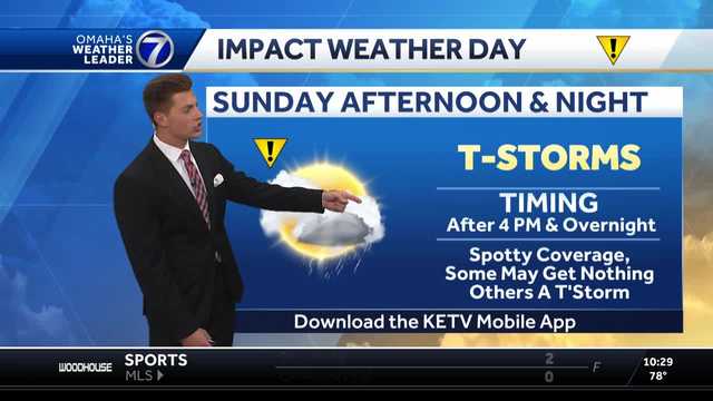 Very spotty thunderstorm potential Sunday afternoon around Omaha