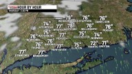 Bright with low-moderate humidity Thursday Showers/thundershowers and more humid Thursday night. Some sun, hot and humid Friday PM